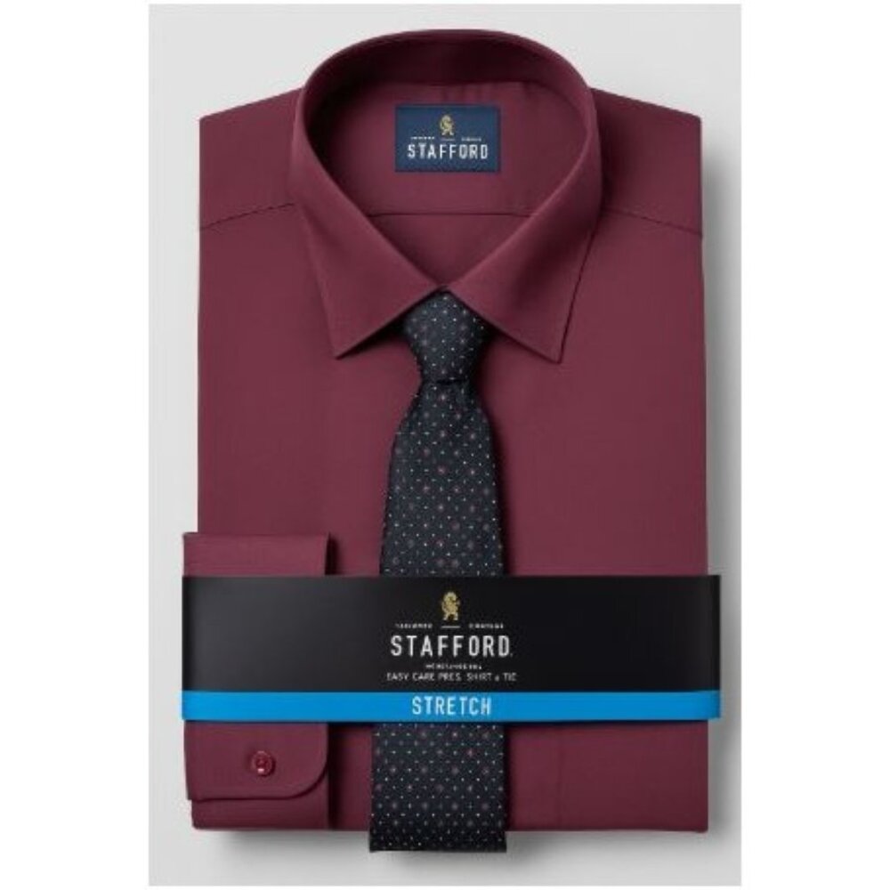 Stafford Purple Dress Shirt & Tie Set Men’s Size L (16-16½)